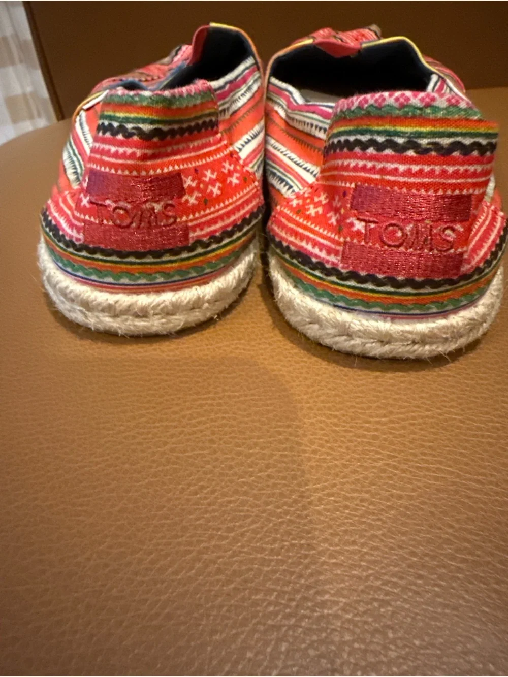 Toms Red Multicolor Patterned Espadrilles Slip-Ons